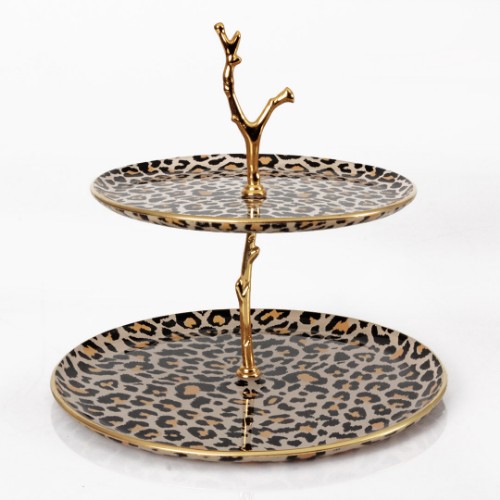 Picture of Leopard Salmon  Double Layer Serving Stand