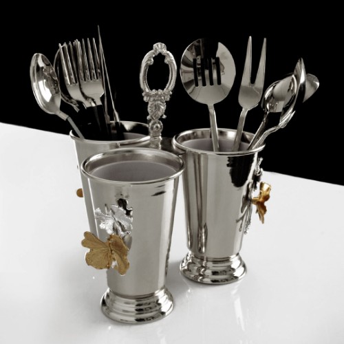 Butterfly Spoon Holder 3 Compartments - Silver 