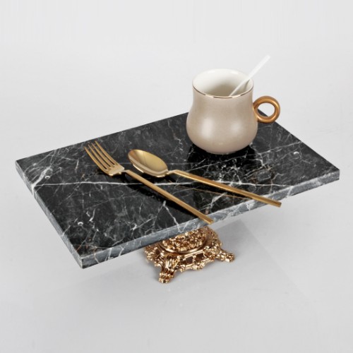Picture of Quarry Black Marble Serving Stand Rectangle