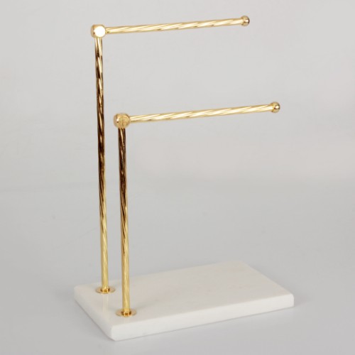 Quarry White Marble Towel Stand 2 pcs - Gold 