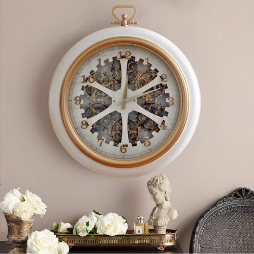Picture of Industrial Gear Wall Clock 55 cm - White Gold
