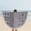 Resim Mandala Round Püsküllü Yuvarlak Plaj Havlusu Siyah&Beyaz