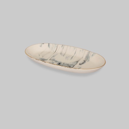 Picture of Marmo Marble Pattern Boat 16x29cm - Gilded