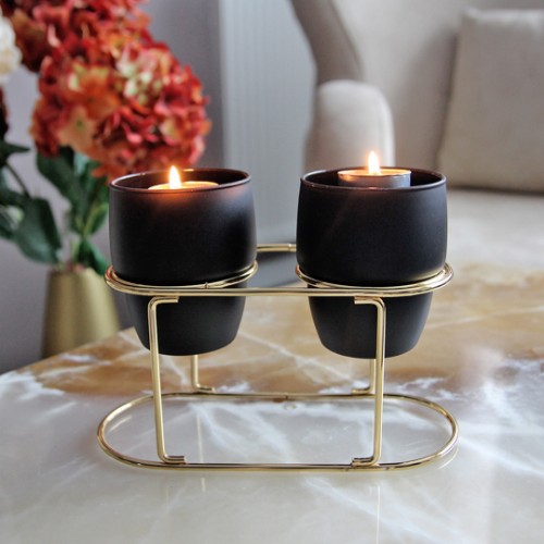 Picture of Mien Decorative Pot and Candle Holder Set of 2 - Black