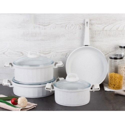 Picture of Casting Nonstick Cookware Set 7 Pieces - White