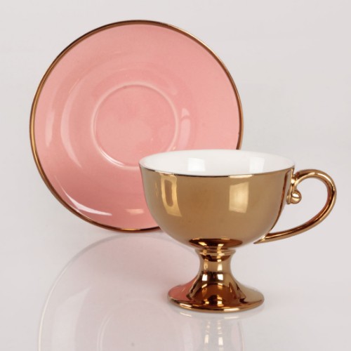 Picture of Victoria Cup Porcelain Turkish Coffee Set - Gold Pink