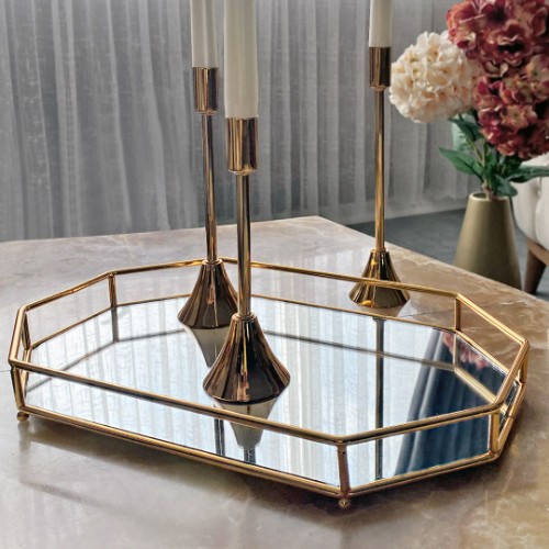 Picture of Orchid Metal Mirrored Tray - Gold