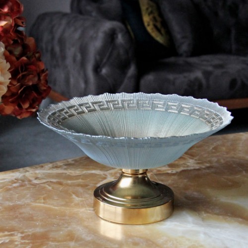 Picture of Vetro Pedestal Bowl - Turquoise Silver