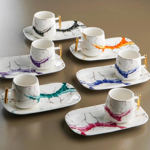 Picture of Maison Colored Porcelain Turkish Coffee Set