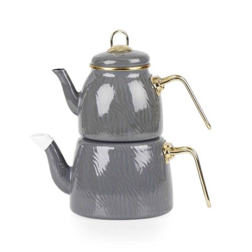 Picture of Qualite Huma Enamel Teapot Set - Grey