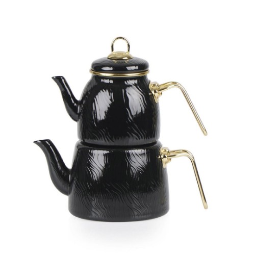 Picture of Qualite Huma Enamel Teapot Set - Black 