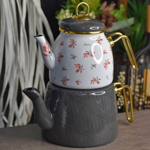 Picture of Focus Enamel Teapot Set - Grey