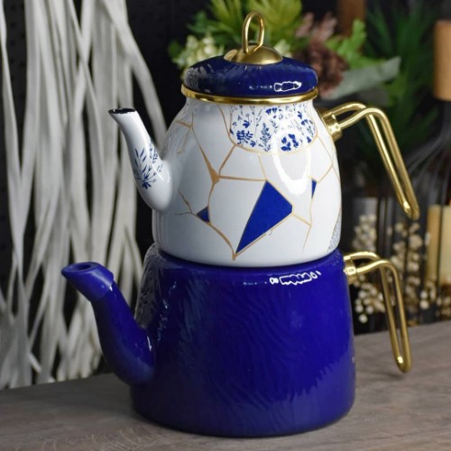 Picture of Anka Enamel Teapot Set - Dark Blue 