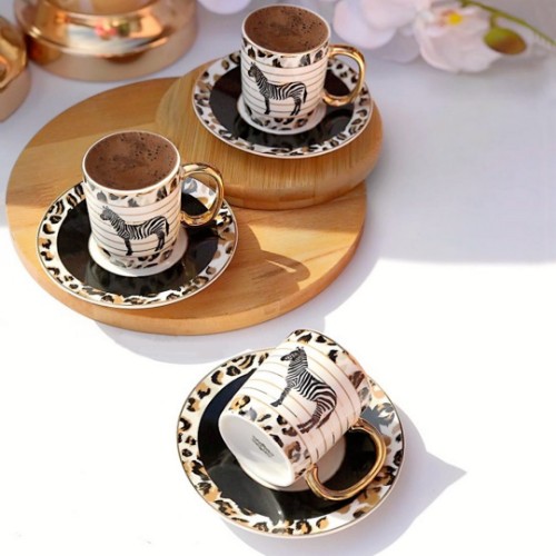 Picture of Medusa Porcelain Turkish Coffee Set - Brown