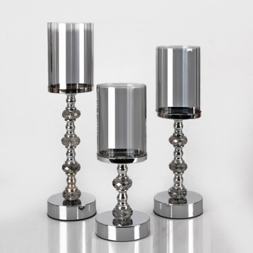 Picture of Livia Candle Holder Glass Set of 3 - Smoked