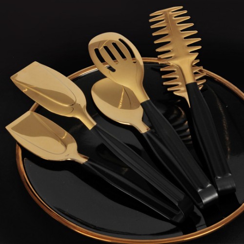 Picture of Jadore Food Tongs Set of 3 - Black Gold