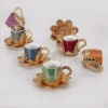 Picture of Ottoman Drop Mix Porcelain Turkish Coffee Set - Gold