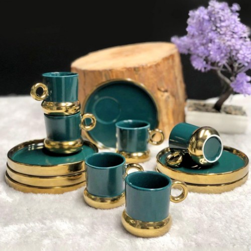 Picture of Poseidon Porcelain Turkish Coffee Set - Green