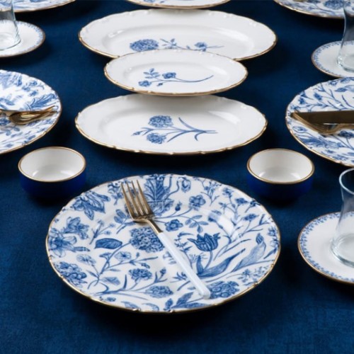 Picture of Metro Blue Porcelain Breakfast Set of 27