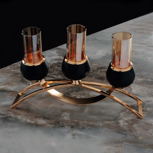 Picture of Bridge Candle Holder Glass Set of 3 - Black