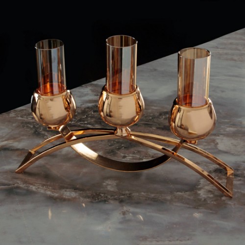 Picture of Bridge Candle Holder Glass Set of 3 - Gold