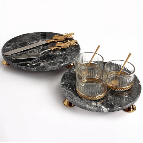 Picture of Quarry Black Marble Serving Plate Set of 2