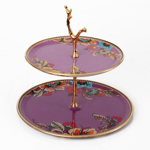 Lorena Double Layer Serving Stand - Purple