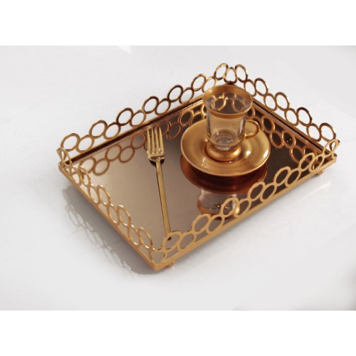 Picture of Roller Rectangle Tray Small Size - Gold