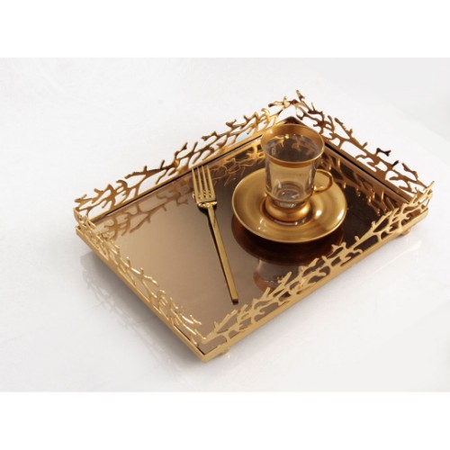 Picture of Branch Rectangle Tray Small Size - Gold