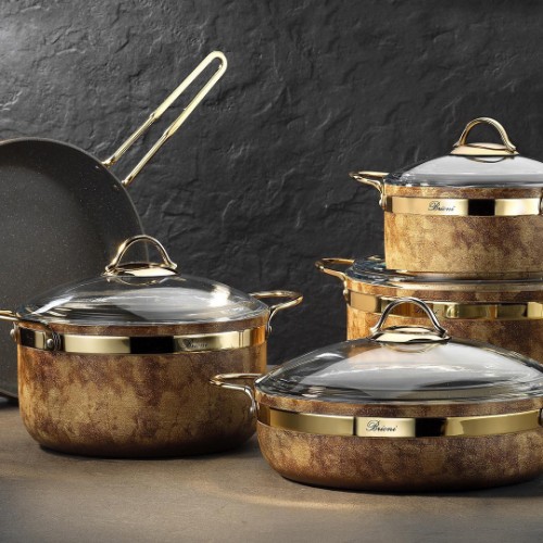 Picture of Royal Stone Granite Nonstick Cookware Set 7 Pieces - Eye of the Tiger Gold