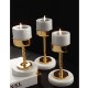 Picture of Quarry White Marble Candle Holder Set of 3 - Gold