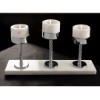 Picture of Quarry White Marble Candle Holder Set of 3 - Silver