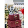 Picture of Hermes Decorative Box Leather Set of 2 Patterned Small Size - Claret Red