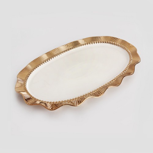 Picture of Ruche Serving Oval Plate Medium Size - Gold