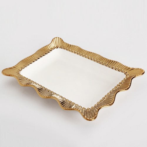 Picture of Ruche Serving Rectangle Plate Big Size - Gold