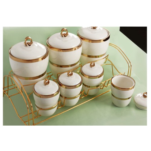 Picture of Selina Metal Covering Porcelain Spice Set of 7
