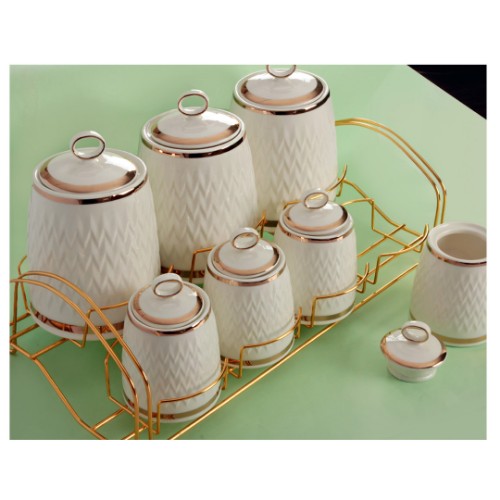 Picture of Farah Metal Covering Porcelain Spice Set of 7