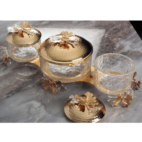 Picture of Butterfly Cracked Glass Serving Bowl Set of 3 