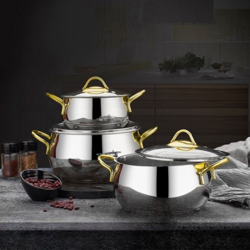 Picture of Deluxe Steel Cookware Set of 6 - Gold