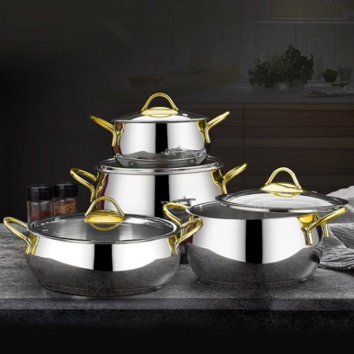 Picture of Deluxe Steel Cookware Set of 8 - Gold