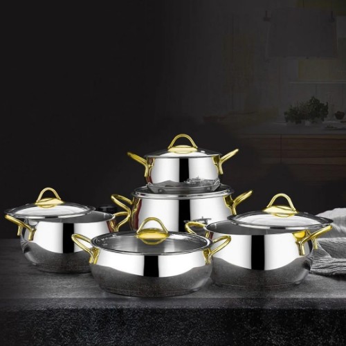Picture of Deluxe Steel Cookware Set of 10 - Gold