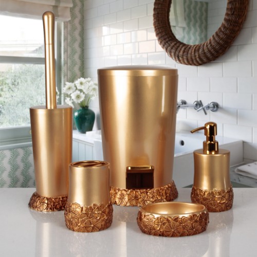 Banafse Bathroom Accessories Set of 5 - Gold