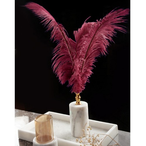 Picture of Quarry Marble Cylinder Feather Accessory - Burgundy