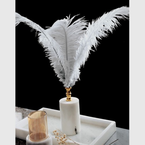 Picture of Quarry Marble Cylinder Feather Accessory - Grey