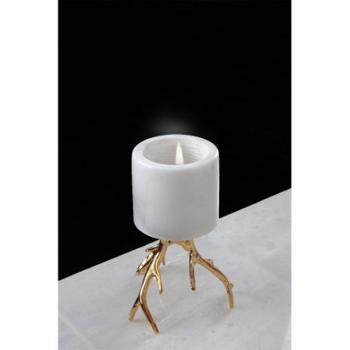 Picture of Quarry White Marble Buckhorn Tealight Candle Holder