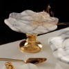 Picture of Quarry White Marble Serving Plate Gold Feet - Small Size 