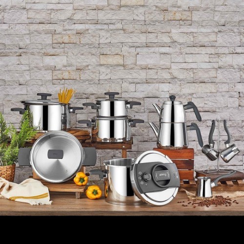 Picture of Amboss Enio Dowry Cookware Set of 18 - Grey