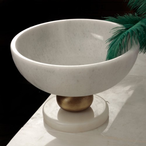 Picture of Quarry White Marble Decorative Bowl Aging Ball Legs - Big Size 