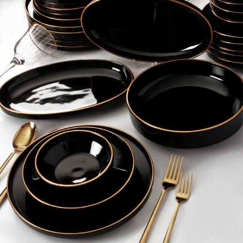 Royal Mademoiselle Perla 27 Pieces Dinnerware Set - Black