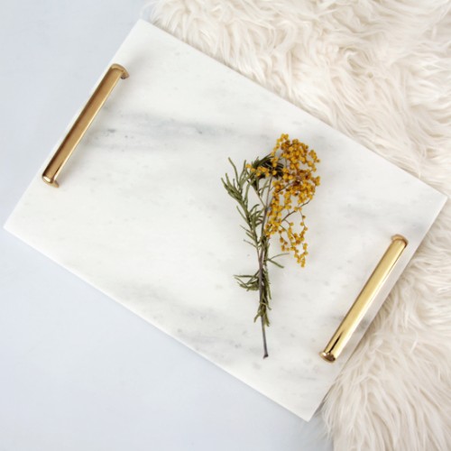 Picture of Bright White Marble Serving Tray Rectangle 35x25cm